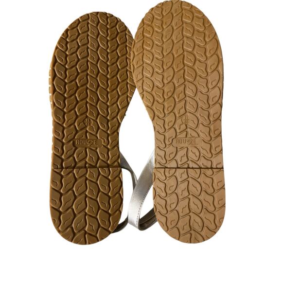 Rouge Helium Elastic  Slip On Silver Peep Toe Ankle Strap Flat Sandals 11 - Picture 9 of 10